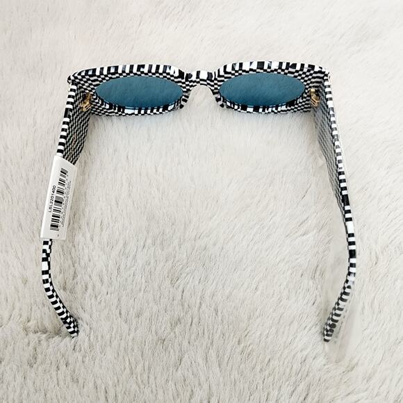 NEW Le Specs Bow Down Monochrome Black and White Checkered Unisex Sunglasses main image 9